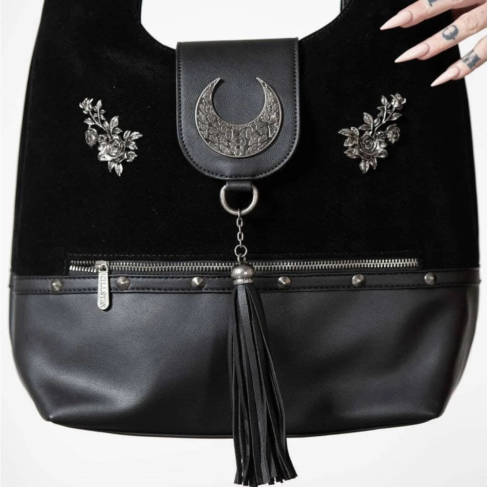 Killstar Astral Aura Crescent Moon Floral Tassle Gothic Shoulder purse